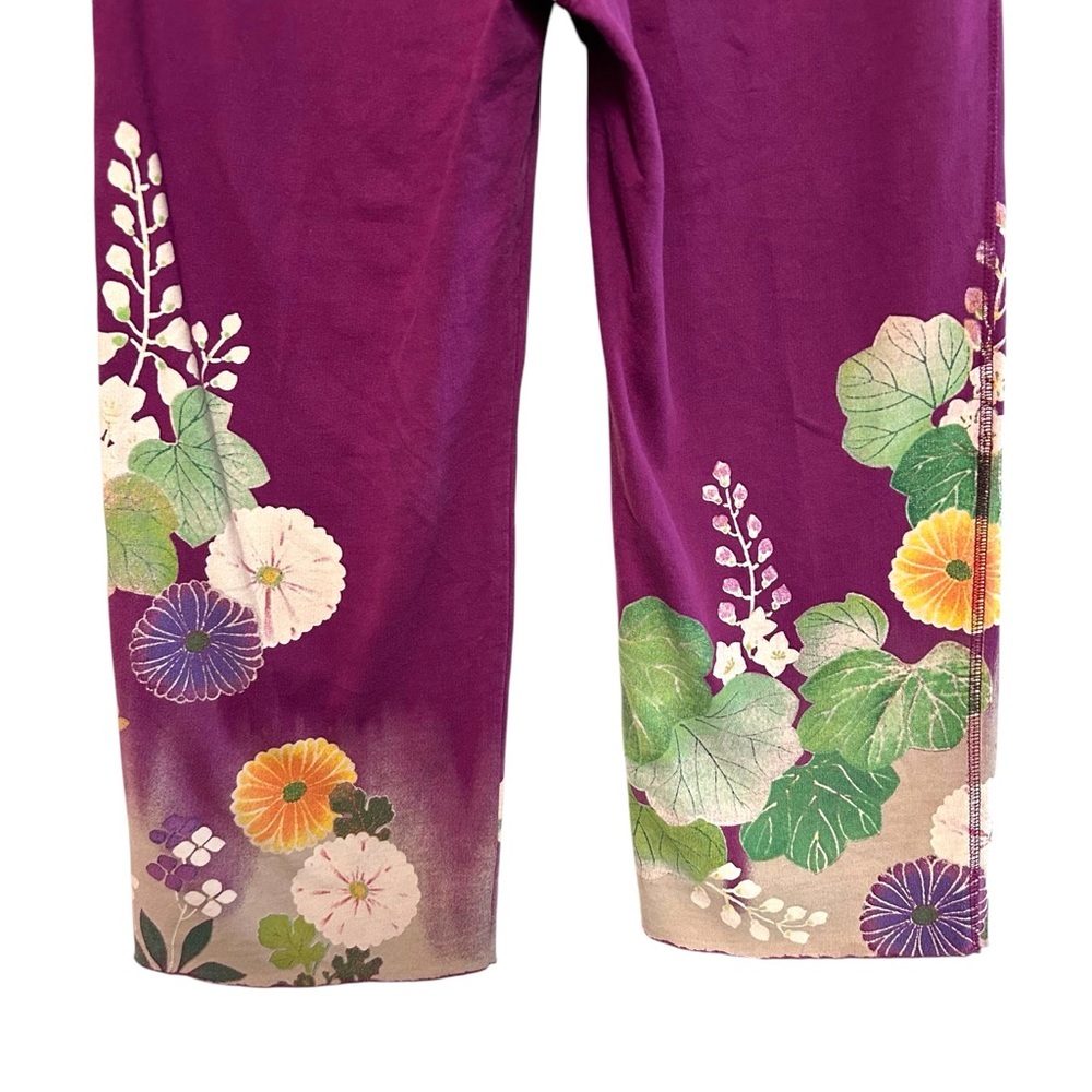 Rare! lucky brand M-XL sweatpants cropped Asian floral print boho‎ yoga Y2K - Picture 5 of 16